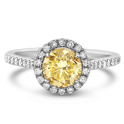 1.18 Round Shape Yellow Diamond Ring