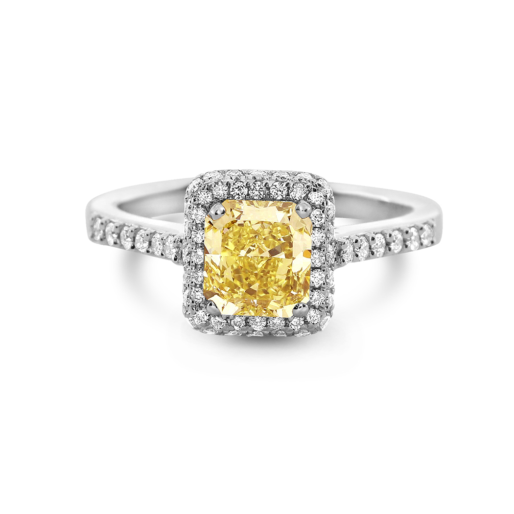 1.23 Radiant Shape Yellow Diamond Ring - view 1