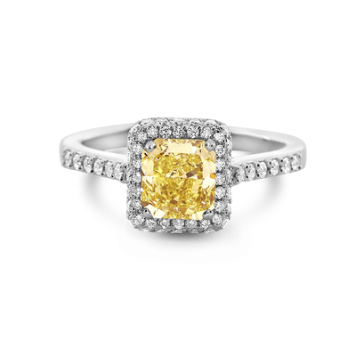 1.23 Radiant Shape Yellow Diamond Ring