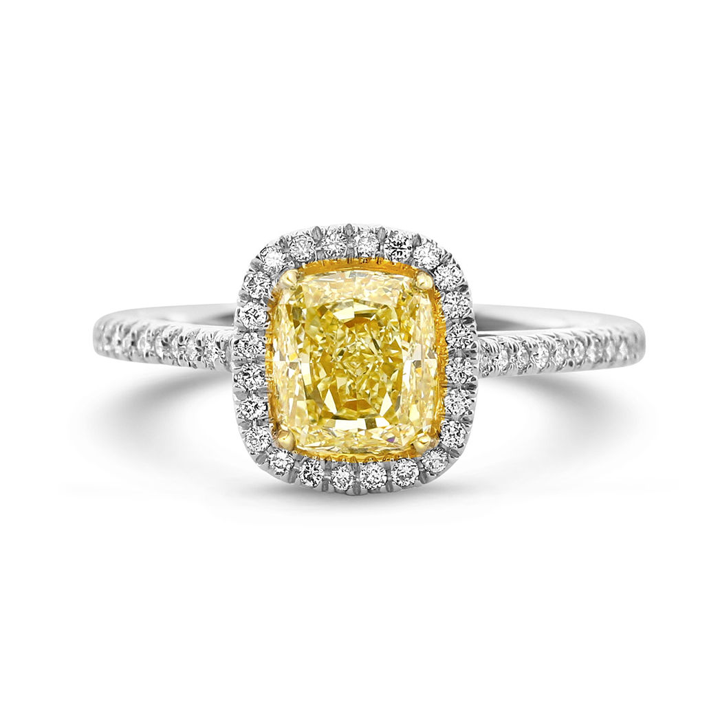 1.6 Radiant Shape Yellow Diamond Ring
