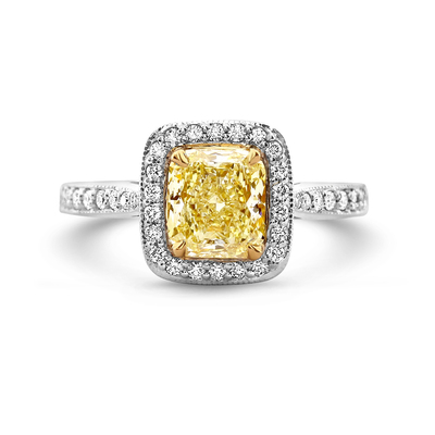 1.33 Radiant Shape Yellow Diamond Ring
