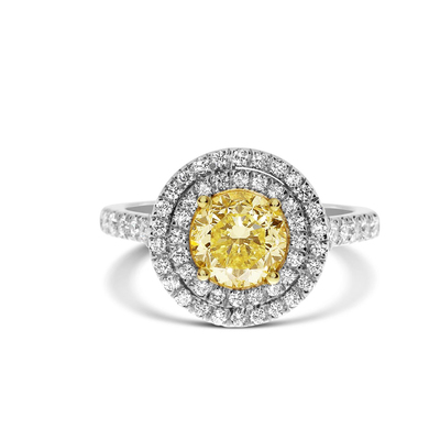 1.31 Round Shape Yellow Diamond Ring
