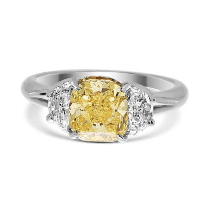 1.84 Cushion Shape Yellow Diamond Ring