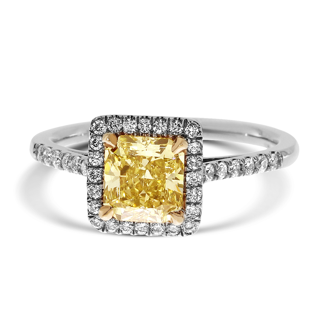 1.31 Radiant Shape Yellow Diamond Ring