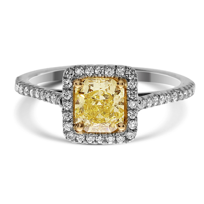 0.92 Radiant Shape Yellow Diamond Ring
