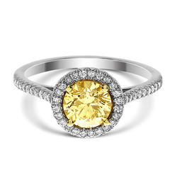 1.01 Round Shape Yellow Diamond Ring