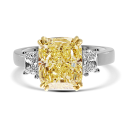 5.24 Cushion Shape Yellow Diamond Ring