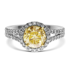 1.47 Round Shape Yellow Diamond Ring