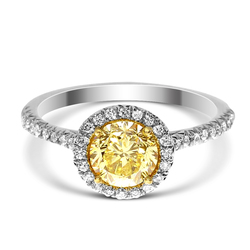 0.98 Round Shape Yellow Diamond Ring