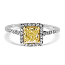 1.03 Princess Shape Yellow Diamond Ring