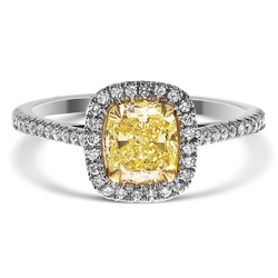 1.22 Cushion Shape Yellow Diamond Ring