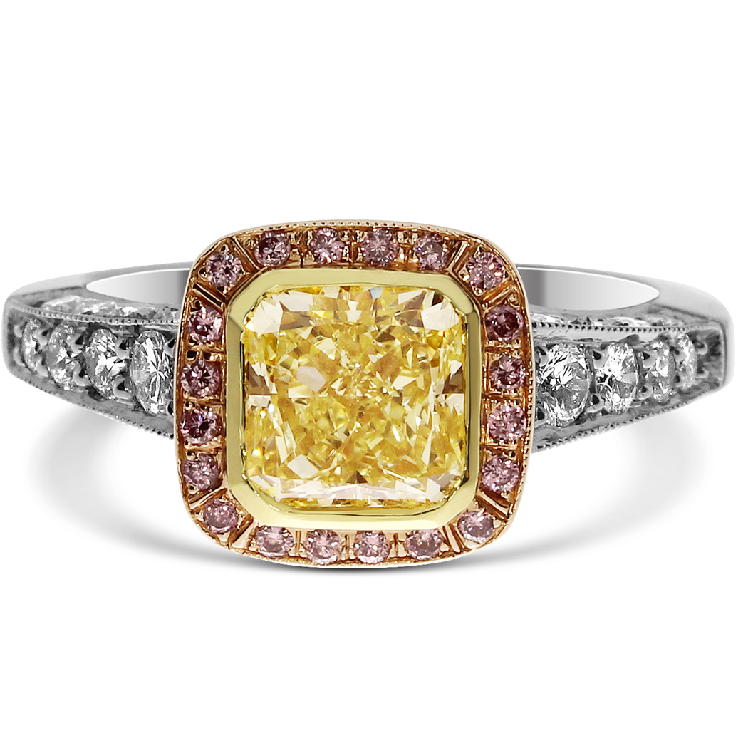2.09 Radiant Shape Yellow Diamond Ring