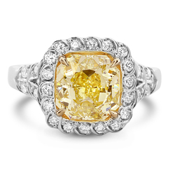 3.02 Radiant Shape Yellow Diamond Ring