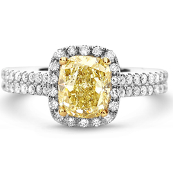 1.43 Cushion Shape Yellow Diamond Ring