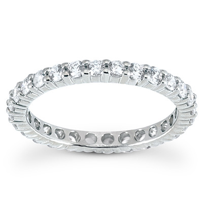0.96 ct. Round Cut Prong Set Diamond Eternity Wedding Band - view 1