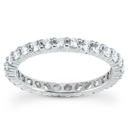 0.96 ct. Round Cut Prong Set Diamond Eternity Wedding Band thumbnail 1