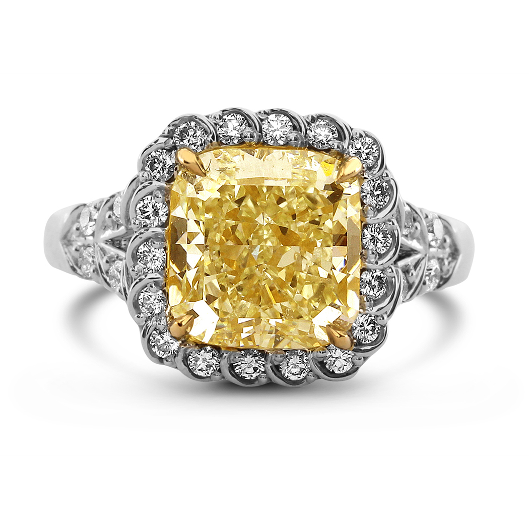 4.11 Radiant Shape Yellow Diamond Ring