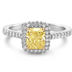 1.02 Radiant Shape Yellow Diamond Ring