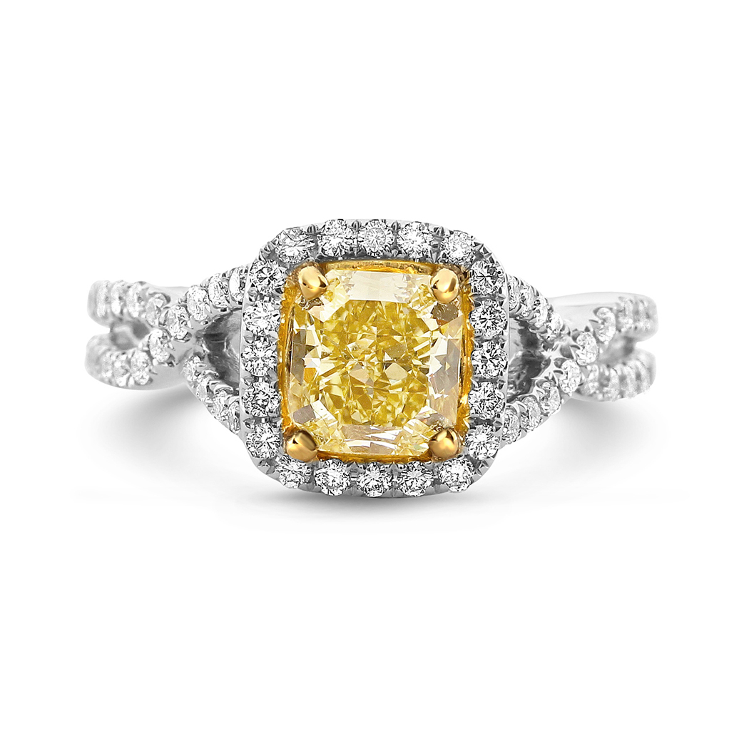 1.27 Radiant Shape Yellow Diamond Ring