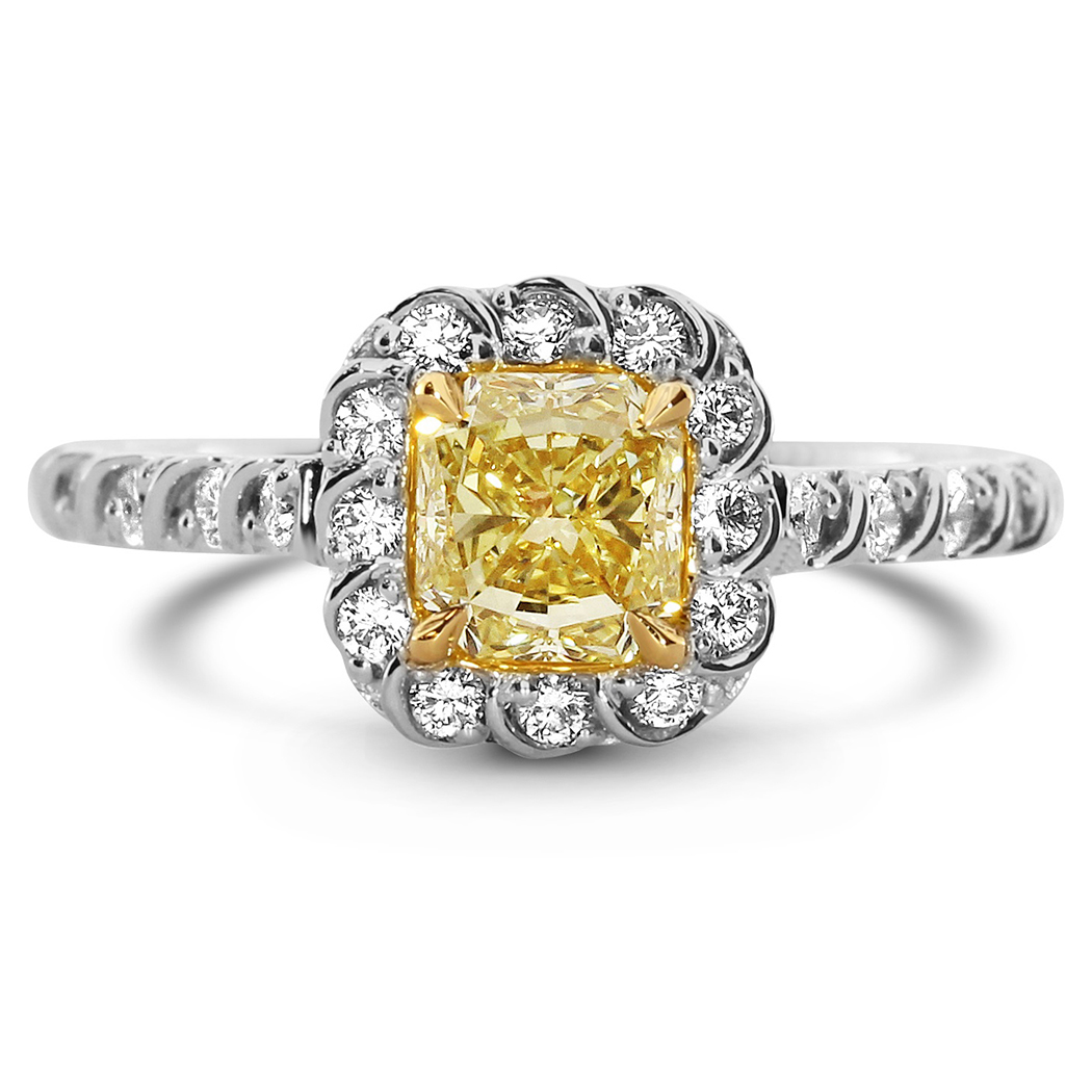 1.03 Radiant Shape Yellow Diamond Ring