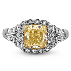 1.79 Cushion Shape Yellow Diamond Ring