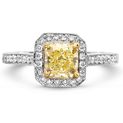 1.04 Radiant Shape Yellow Diamond Ring