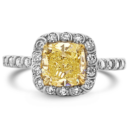 2.02 Cushion Shape Yellow Diamond Ring