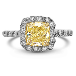 1.5 Cushion Shape Yellow Diamond Ring