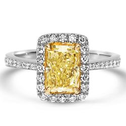 1.65 Radiant Shape Yellow Diamond Ring