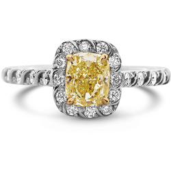 1.02 Cushion Shape Yellow Diamond Ring