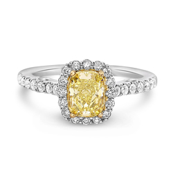 1.09 Cushion Shape Yellow Diamond Ring