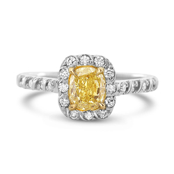 1 Cushion Shape Yellow Diamond Ring