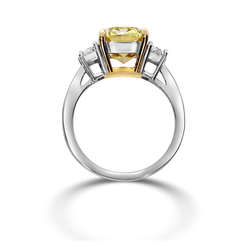 4.06 Cushion Shape Yellow Diamond Ring thumbnail 2