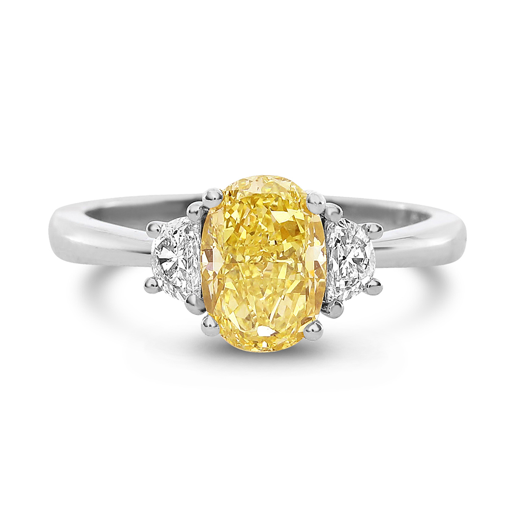 1.58 Oval Shape Yellow Diamond Ring