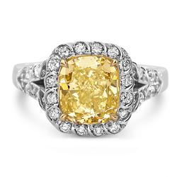 2.54 Cushion Shape Yellow Diamond Ring