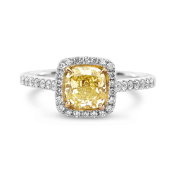 1.23 Cushion Shape Yellow Diamond Ring