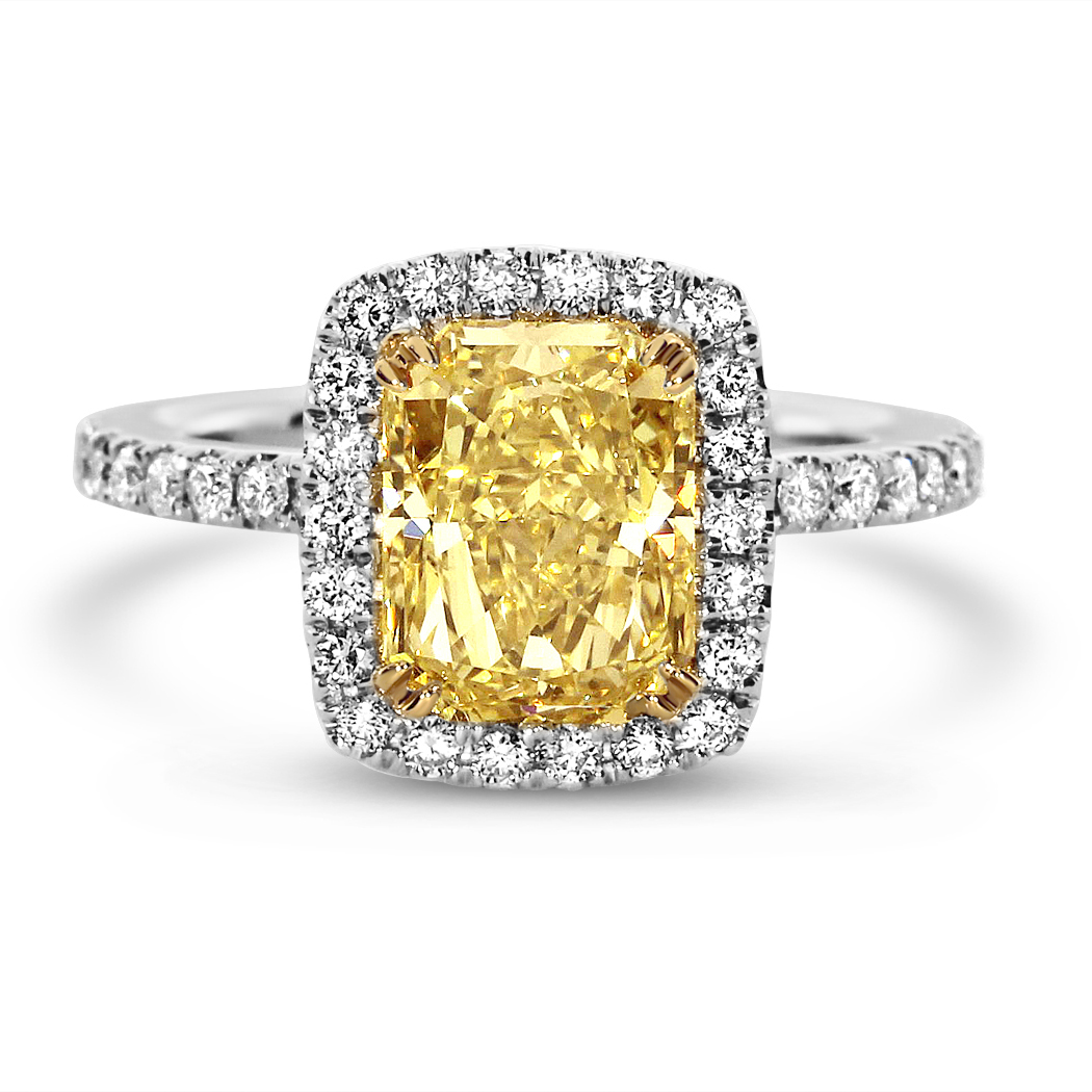 2.61 Radiant Shape Yellow Diamond Ring