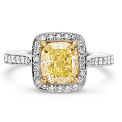 1.78 Cushion Shape Yellow Diamond Ring