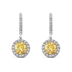 0.90ct. Round Shape Yellow Diamond Earring