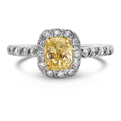 1 Cushion Shape Yellow Diamond Ring