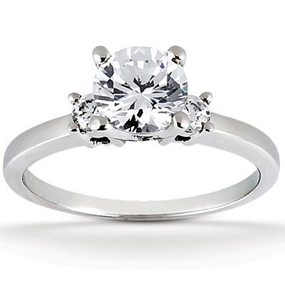 14K white gold Three Stone Prong Set Diamond Engagement Ring (0.10 ct. tw.) - main view