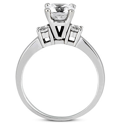 14K white gold Three Stone Prong Set Diamond Engagement Ring (0.10 ct. tw.) - alternate view 2