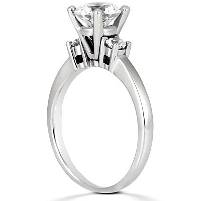 14K white gold Three Stone Prong Set Diamond Engagement Ring (0.10 ct. tw.) - alternate view 3