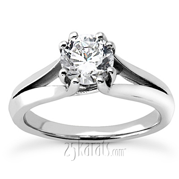 14K white gold By-pass Prong Head Solitaire Engagement Ring (for 2.00ct) - main view