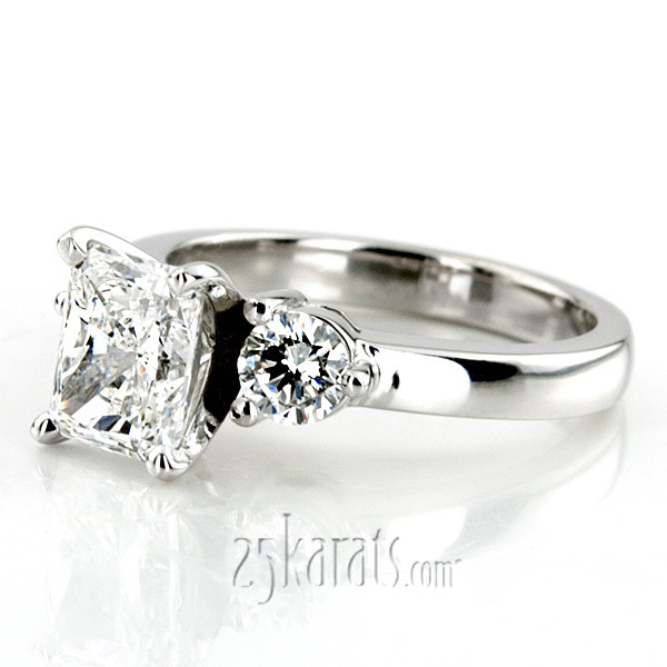 18K white gold Three Stone Prong Set Diamond Engagement Ring (0.30 ct. tw.) - main view
