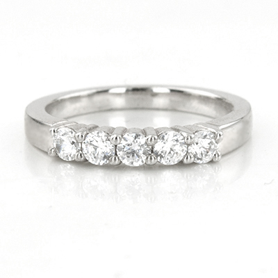 14K white gold 5 Stone Shared Prong Women Anniversary Ring (1/4 ct. tw.) - main view