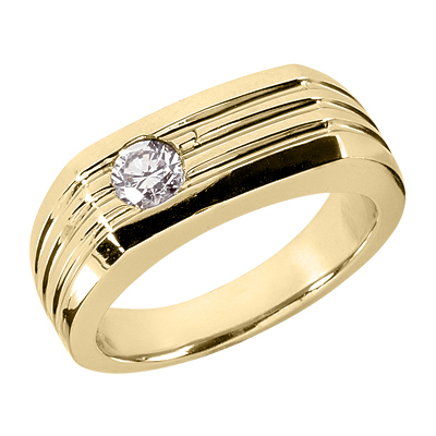 14K white gold Parallel Cut Solitaire Men's Diamond Ring - alternate view 3