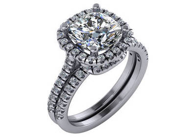 Diamond Matching Band for Halo Cushion Engagement Ring