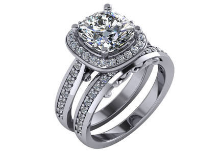 Cushion Style Halo Diamond Engagement Ring (0.59ct) - view 1