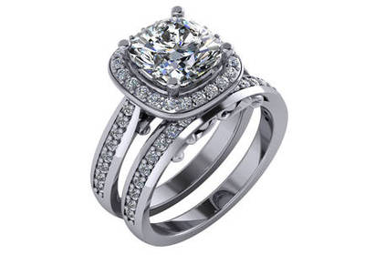 Cushion Style Halo Diamond Engagement Ring (0.59ct)